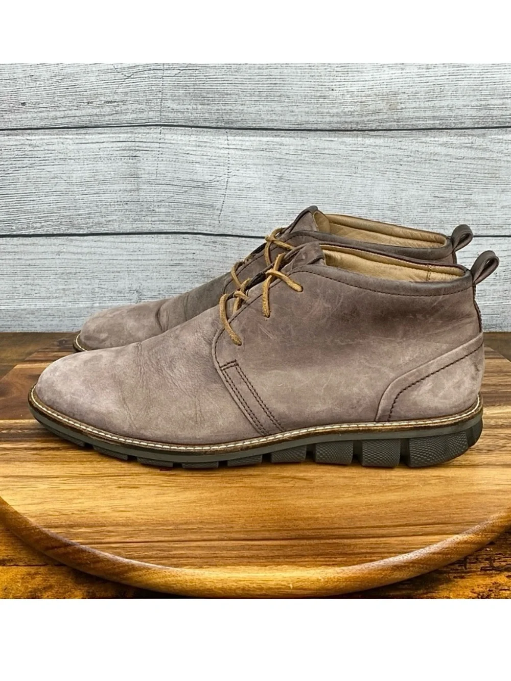 Ecco Men’s Jeremy Hybrid Chukka Boots Brown Nubuck Leather Shoe Size 12 EU 46